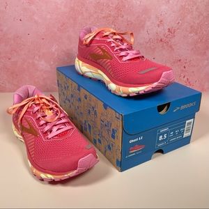 Brooks Ghost 12 Athletic Shoes, Exclusive Sorbet & Pink Color.